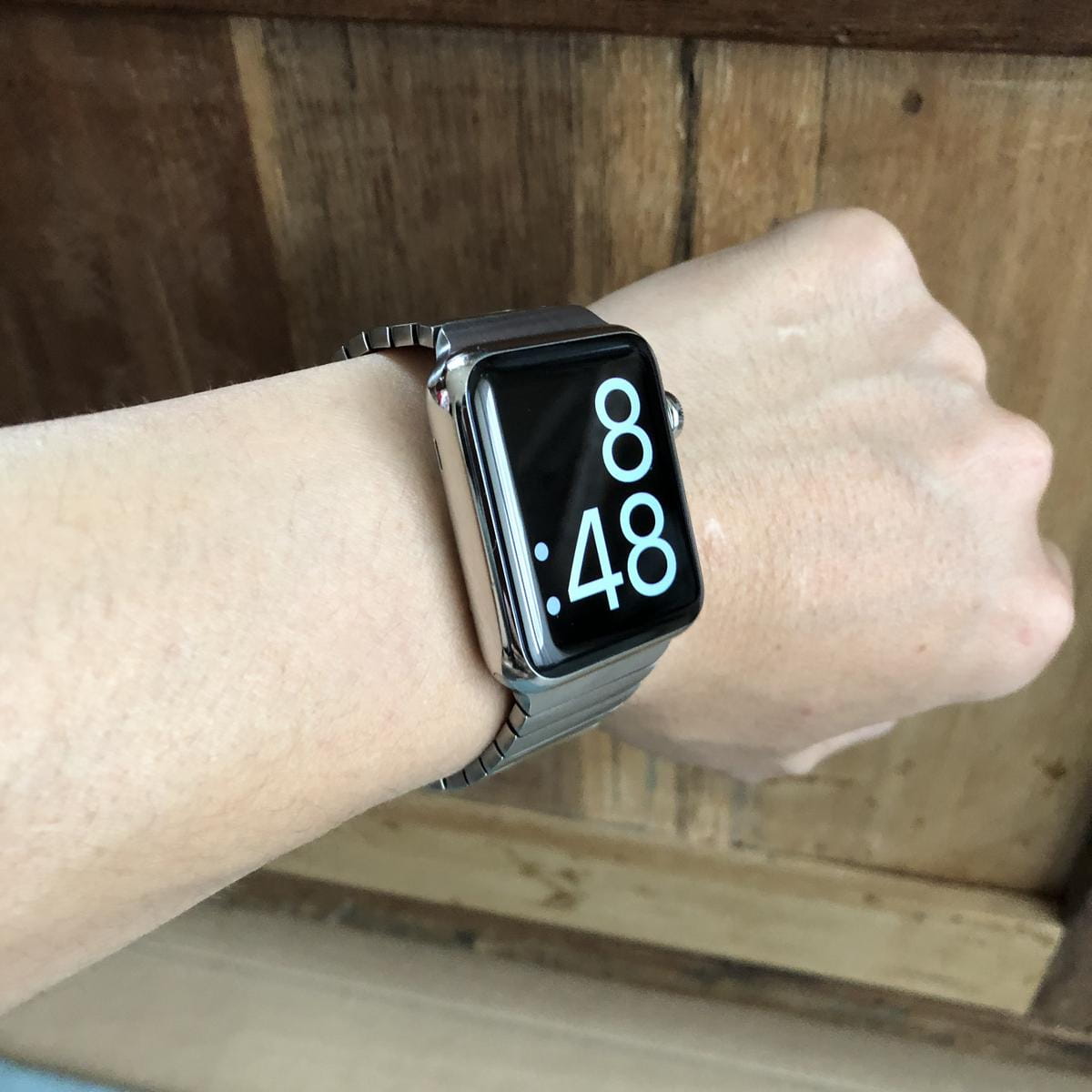 AppleWatch 純正 42mm44mm45mm シルバーリングブレスレット-